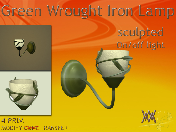 Lamp Wrought Iron Green, wall, by Wild Motley