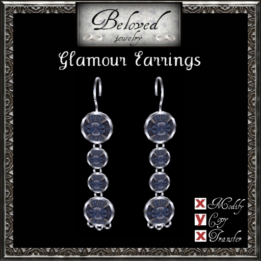 Beloved Jewelry : Glamour Earrings-Version 2 (Blue Tone Inlay)