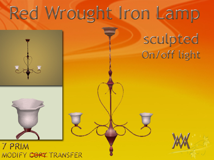 Lamp Wrought Iron Red by Wild Motley