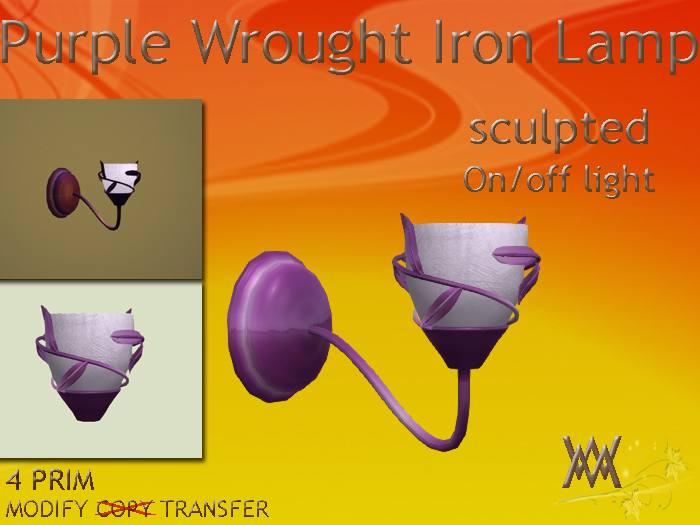Lamp Wrought Iron Purple, wall, by Wild Motley
