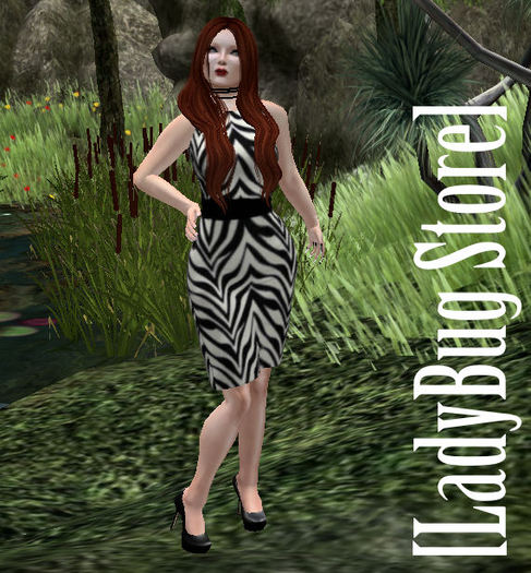 [LadyBug Store] Pencil Dress Kneeup Zebra II