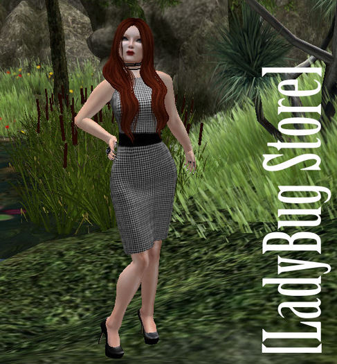 [LadyBug Store] Pencil Dress Kneeup Pie de Poule II