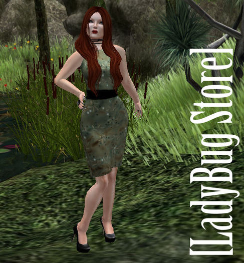 [LadyBug Store] Pencil Dress Kneeup Green