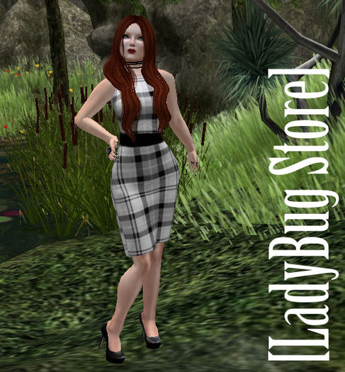 [LadyBug Store] Pencil Dress Kneeup Tartan II