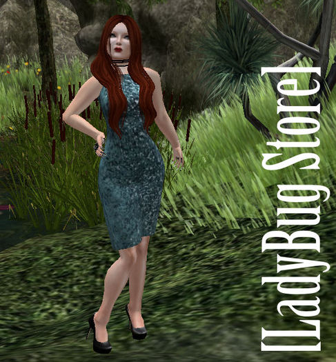 [LadyBug Store] Pencil Dress Kneeup Turquoise