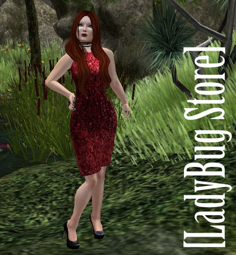 [LadyBug Store] Pencil Dress Kneeup Red