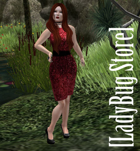[LadyBug Store] Pencil Dress Kneeup Red II