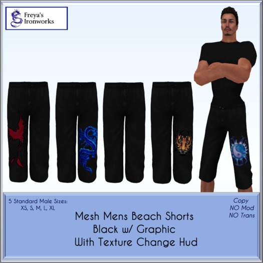 (BOX) FIW - Mesh Mens Beach Short -Blacks w Graphics