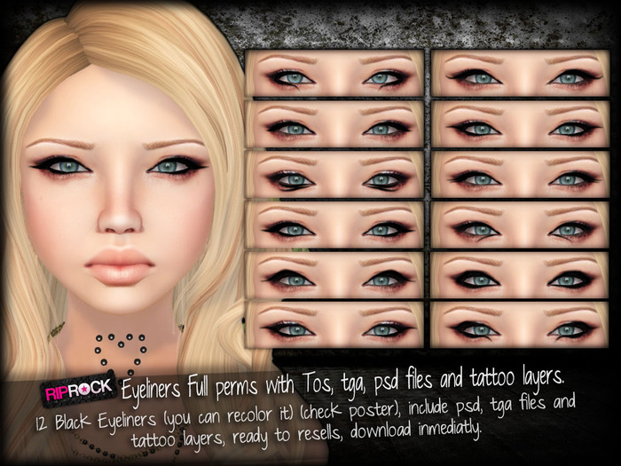 RipRock - Eyeliners Full Perms with Tos (tga and psd files)
