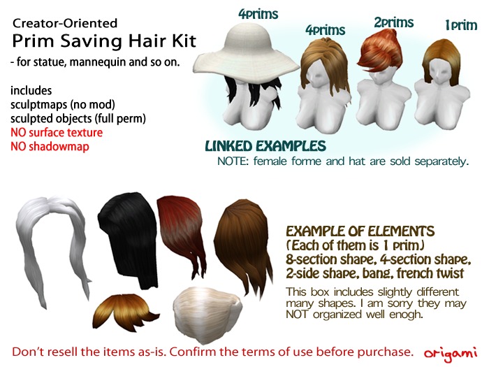 origami~* Prim Saving Hair Kit