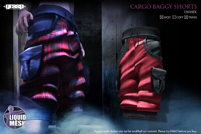 +grasp+/Cargo baggy Shorts(LQ mesh)/Red/Unisex
