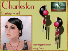 Bliensen + MaiTai - Charleston - Art Deco Earrings - Red