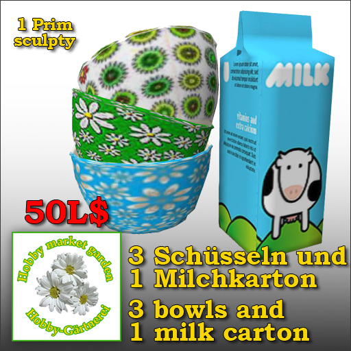 3 bowls and 1 milk carton