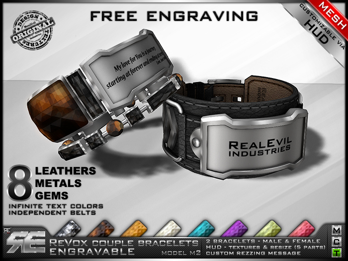 **RE** ReVoX Couple Bracelets M2 Engravable (FREE ENGRAVING) (*ReVoX Collection*)