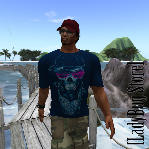 [LadyBug Store] T-shirt Blue Skull