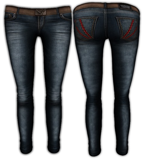 AngelRED - Mesh Metal Heart Jeans [Dark Wash]