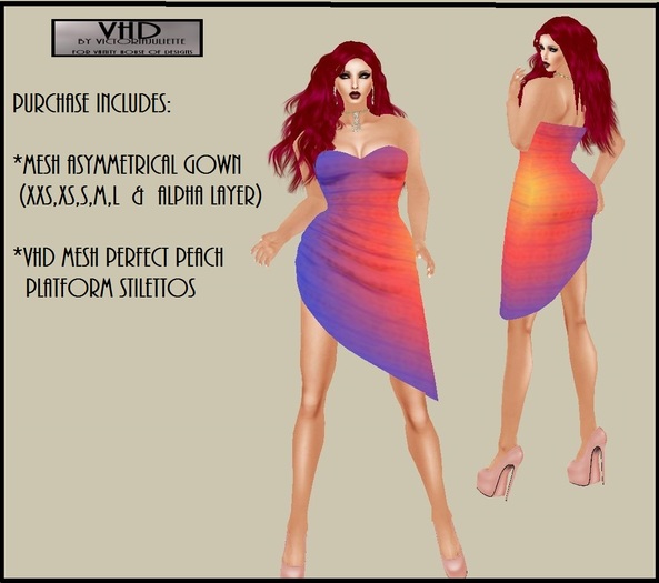 VHD Sunset Fade Mesh Gown Set   ***Limited quantity at this price*****