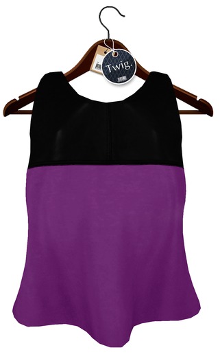 [T.] - Leather Color Block Tank - Purple