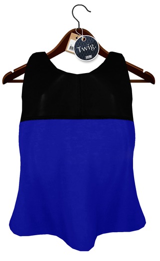 [T.] - Leather Color Block Tank - Blue