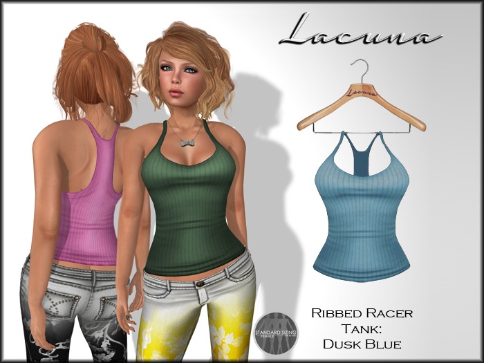 *LACUNA* Ribbed Racer Tank - Dusk Blue