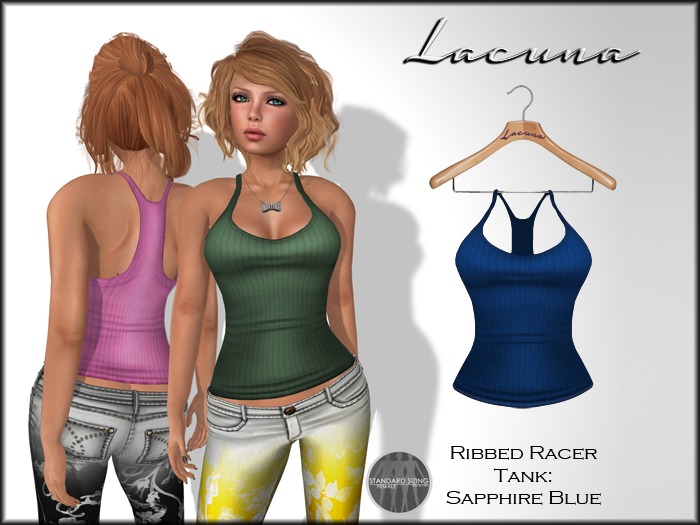 *LACUNA* Ribbed Racer Tank - Sapphire