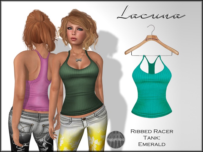 *LACUNA* Ribbed Racer Tank - Emerald