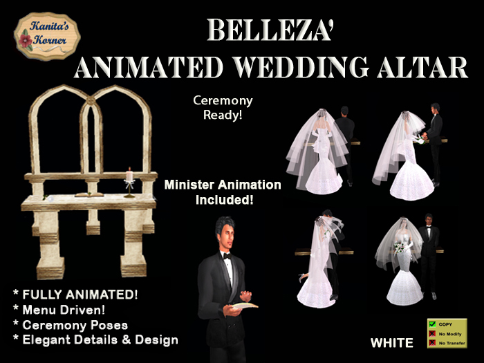 KK* Belleza Animated Wedding Altar - White