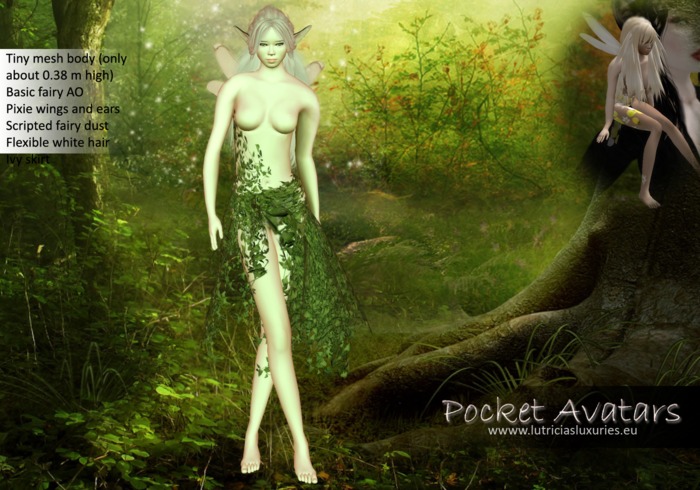 Pocket Avatars, complete tiny mesh avatar, petite in size; Ivy fairy