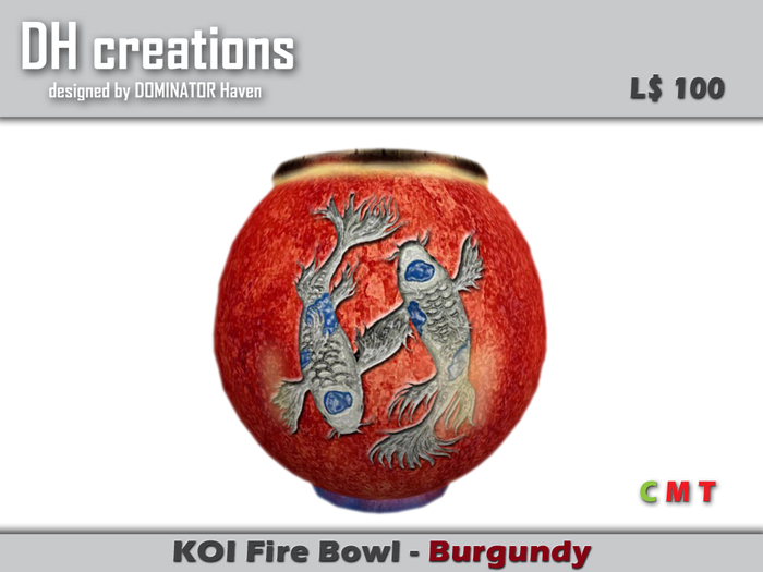 Koi Fire Bowl Burgundy