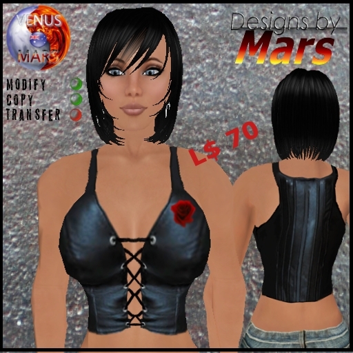 Designs by Mars - Laced Leather Vest with Rose