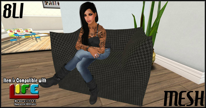 ~Calma Creations~  Black Diamond Puffy Chair