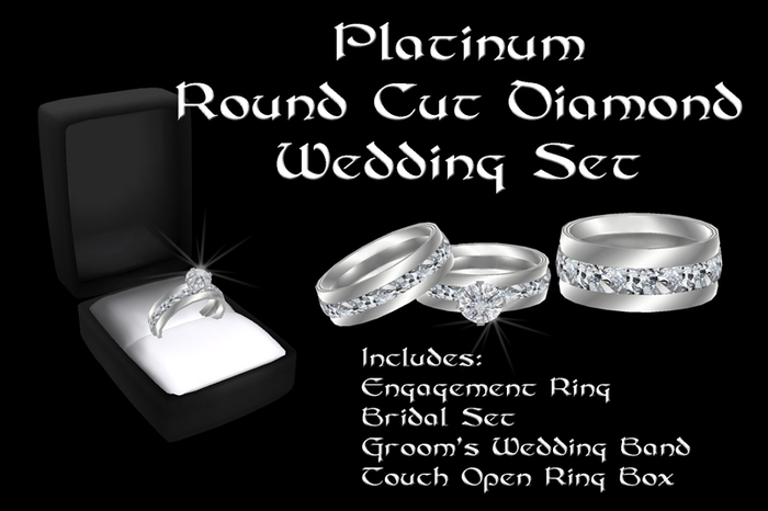 Platinum Round Cut Diamond Wedding Set