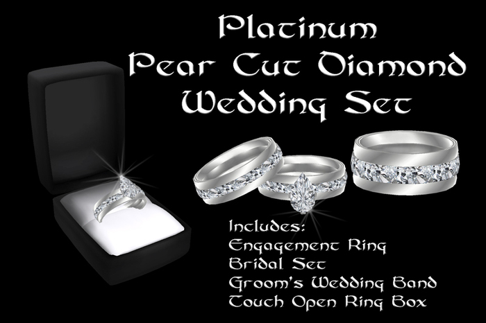 Platinum Pear Cut Diamond Wedding Set