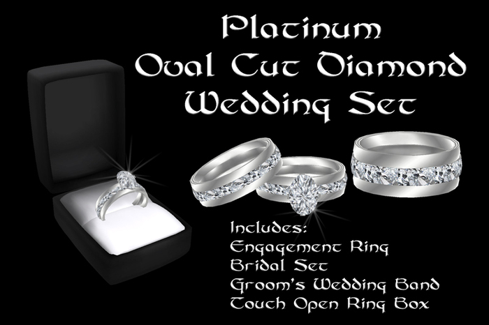 Platinum Oval Cut Diamond Wedding Set