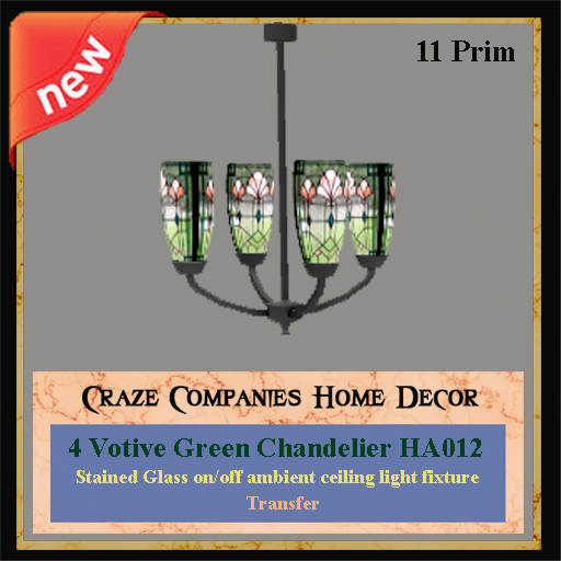 ! CC - Four Voltive Green Chandelier HA012 T