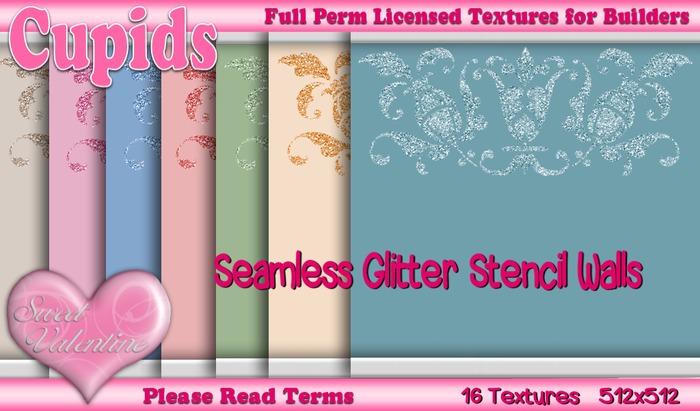 *Cupids Textures * 16 SEAMLESS GLITTER STENCIL WALLS
