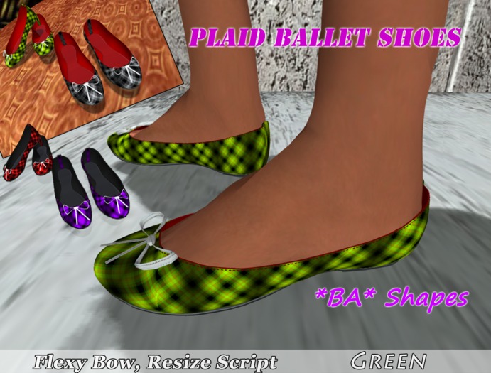 *BA* Plaid Ballet Shoes - Green