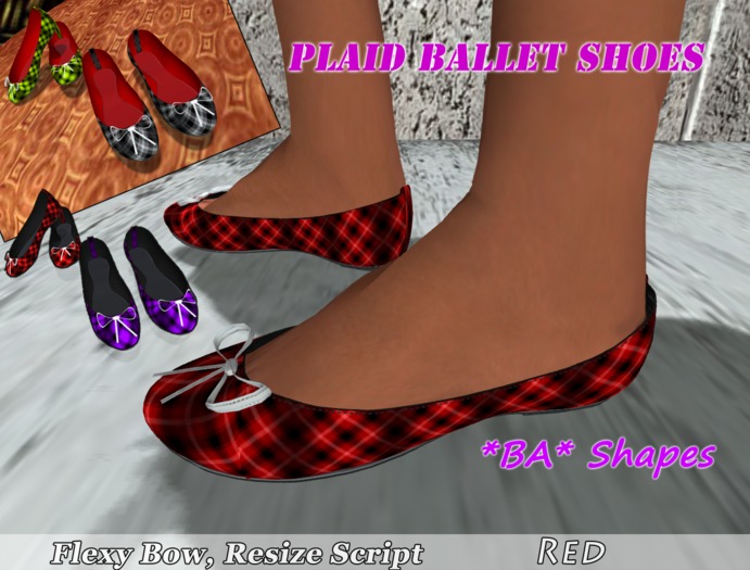 *BA* Plaid Ballet Shoes - Red