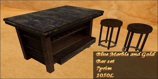 Blue Marble and Gold Bar Set