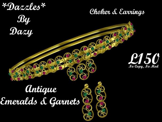 Gold Emerald Garnet Set Box