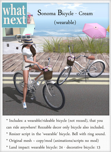 {what next} Sonoma Bicycle - Cream (wear to ride)