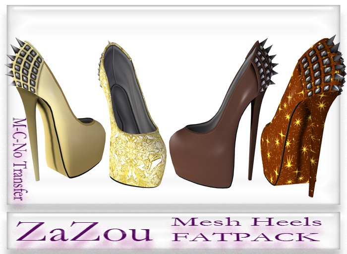 ZaZou Mesh Spiked High Heels Gold