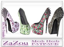 ZaZou Mesh Spiked High Heels Floral
