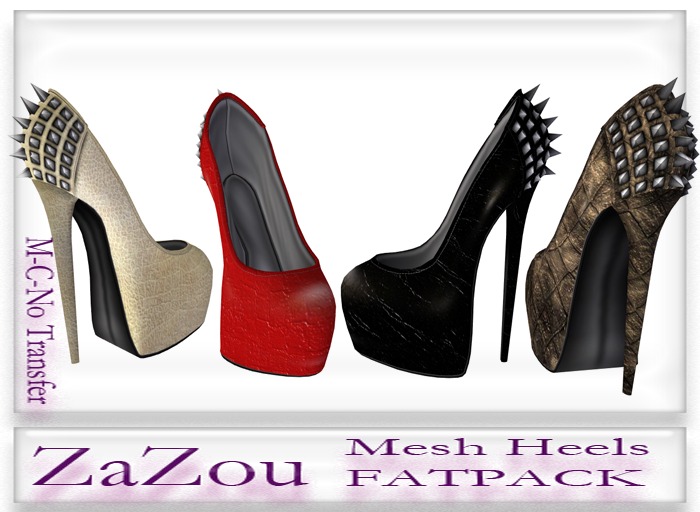 ZaZou Mesh Spiked High Heels Leather