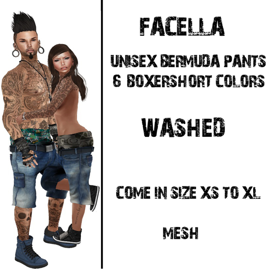 ~Facella~ Bermuda UNISEX WASHED