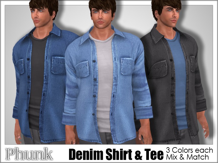 [Phunk] Mesh Men's Denim Shirt & Tee