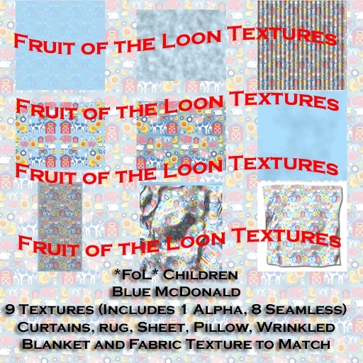 *FoL* Textures - Children Blue McDonald Bedroom Set
