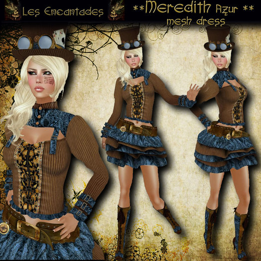 Meredith Azur Mesh Steampunk outfit **OUTLET ITEM**