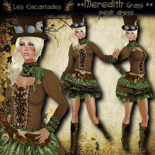 Meredith Grass Mesh Steampunk outfit **OUTLET ITEM**