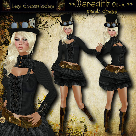 Meredith Onyx Mesh Steampunk outfit **OUTLET ITEM**